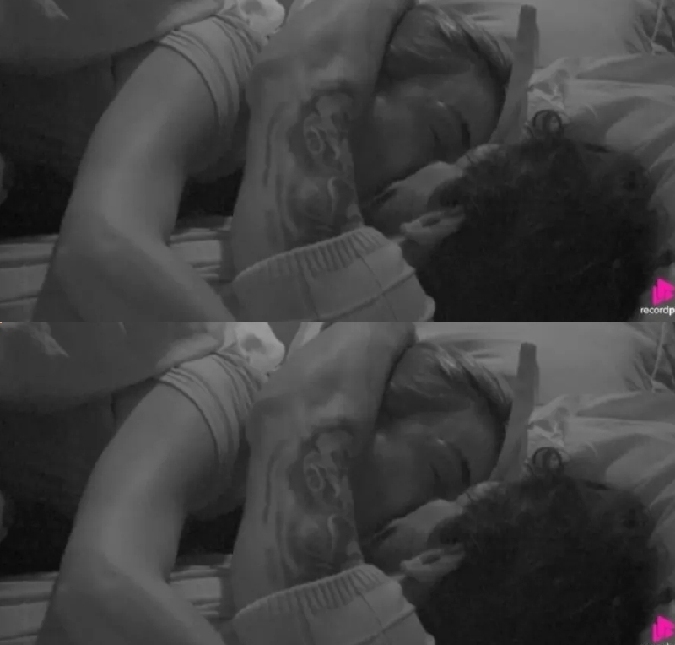 Shia Phoenix e Michelle Barros se beijam debaixo do edredom. Confira os momentos do casal em <i>A Fazenda 17</i>